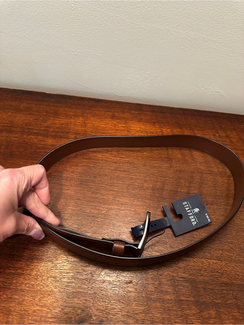 Stafford Brown Leather Men's Dress Belt 30/32